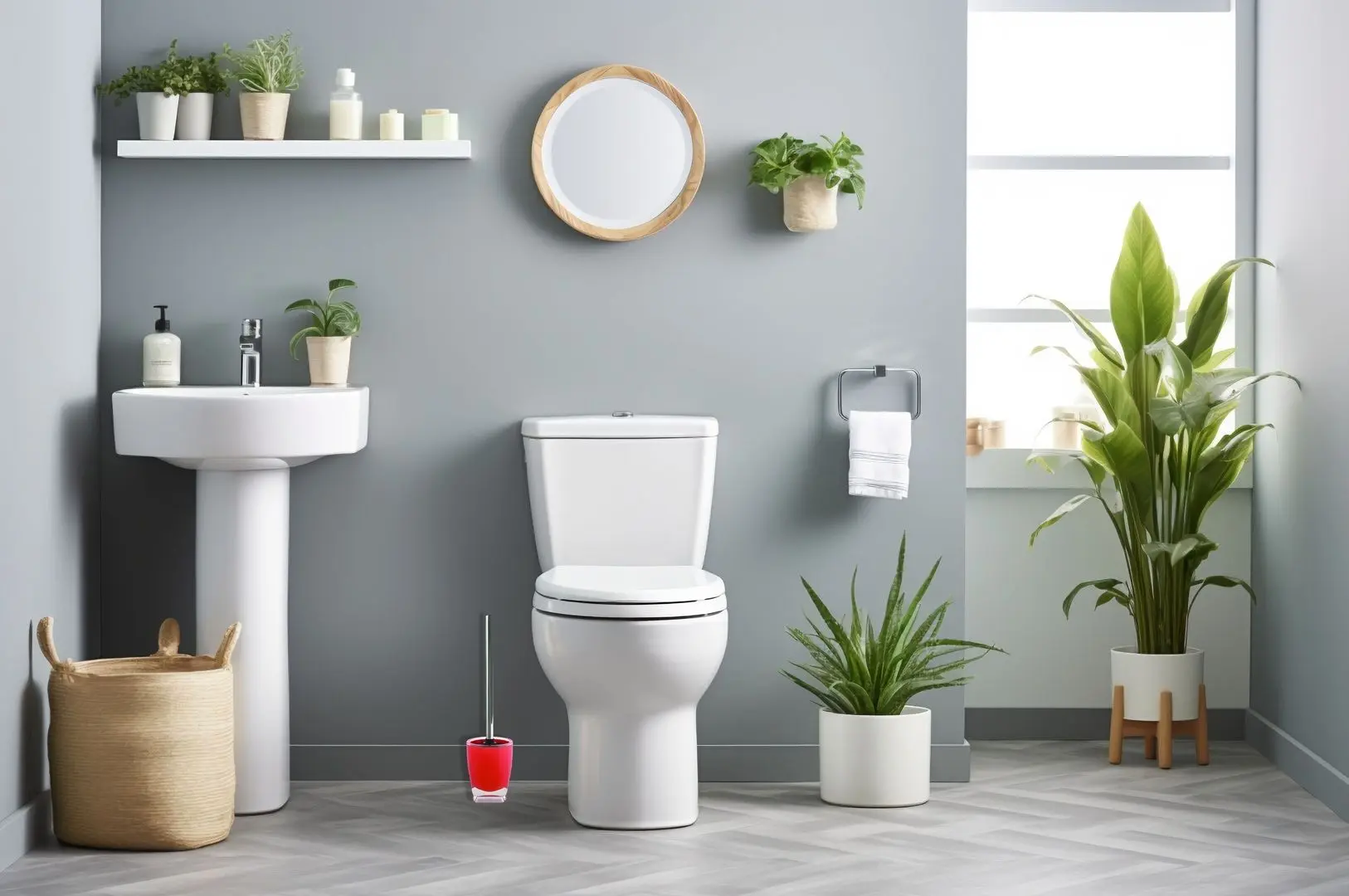 Perie pentru WC cu suport MSV Tahiti (Red)