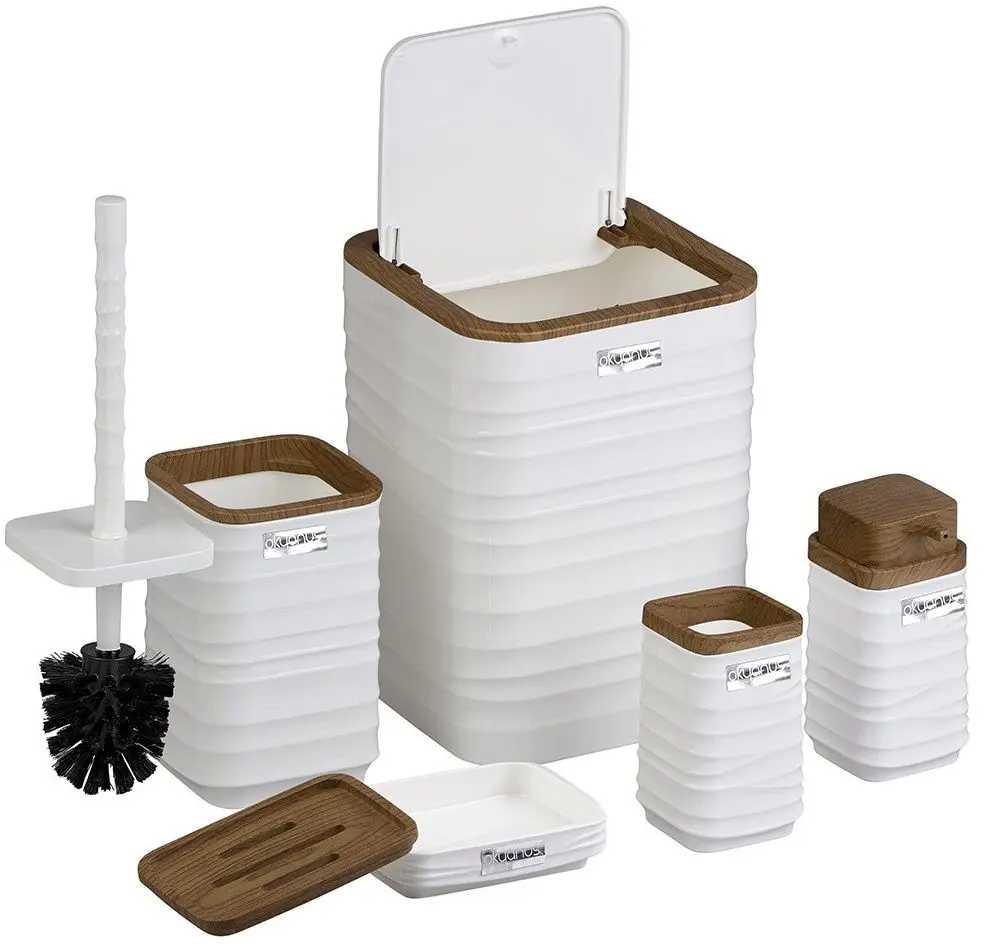 Набор для ванной комнаты Okyanus Home Luna Square OKY-440-3-B (White/Wood)