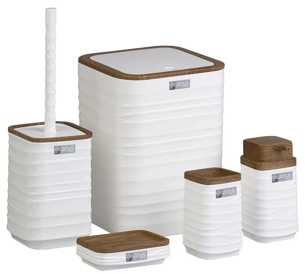 Набор для ванной комнаты Okyanus Home Luna Square OKY-440-3-B (White/Wood)