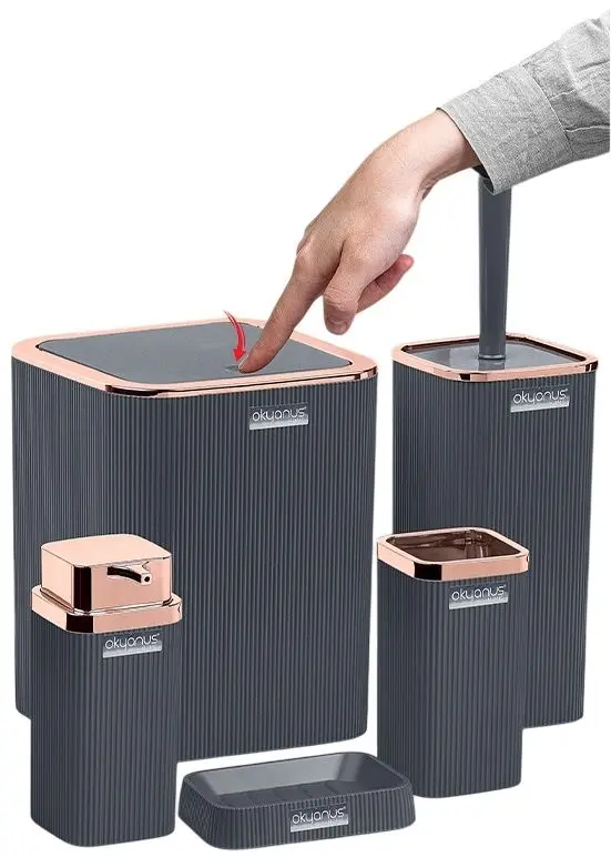 Набор для ванной комнаты Okyanus Home Stella OKY-461-2-A (Rose/Anthracite)