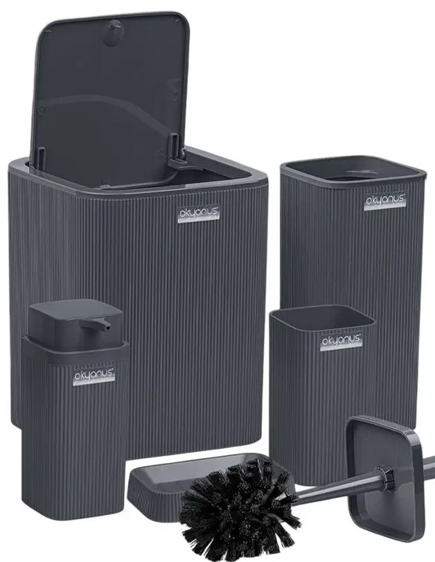 Набор для ванной комнаты Okyanus Home Stella OKY-461-A (Anthracite)