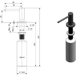 Dozator pentru sapun lichid Reginox R34804 (Gun Metal) Thumb