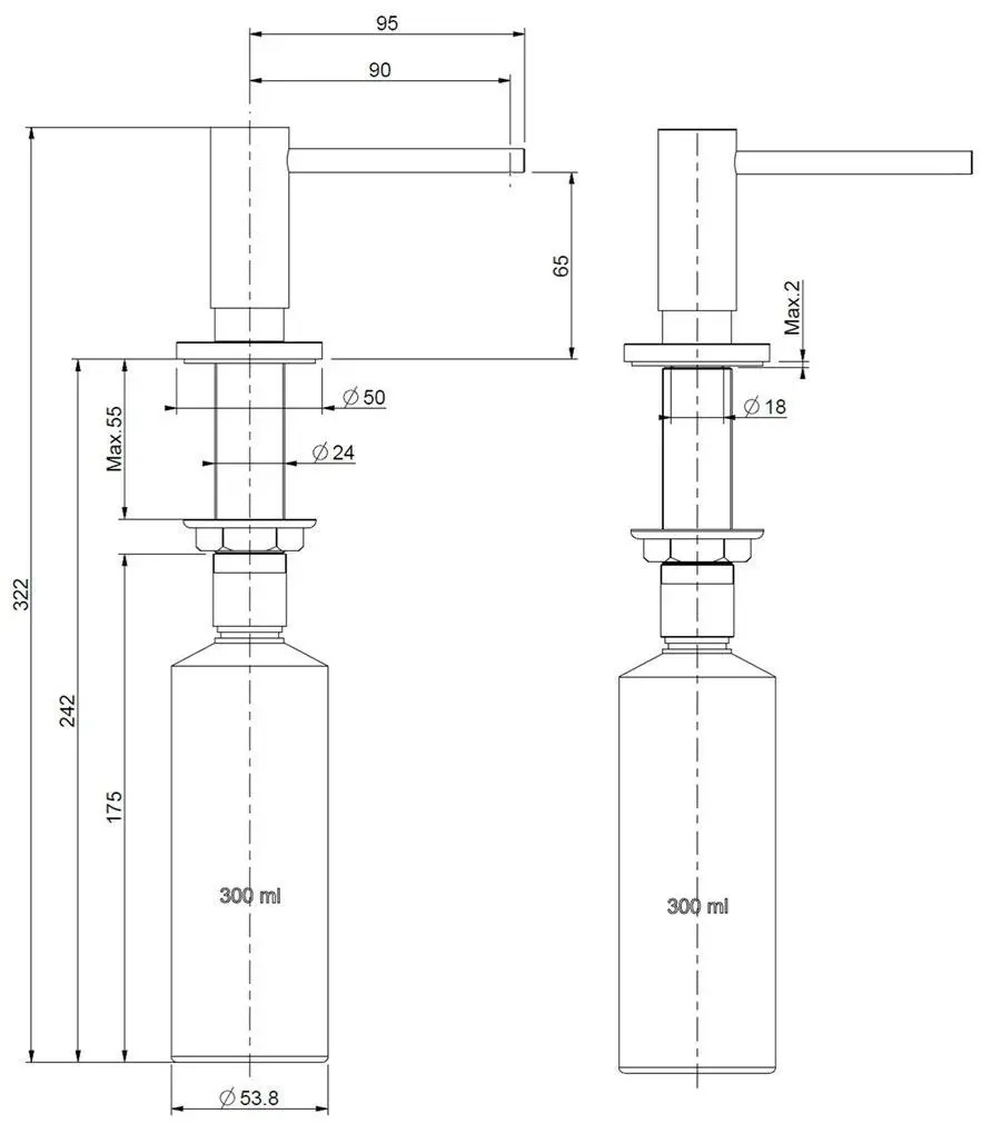 Dozator pentru sapun lichid Reginox R34828 (Gold)