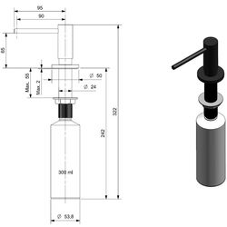 Dozator pentru sapun lichid Reginox R35450 (Jet Black) Thumb