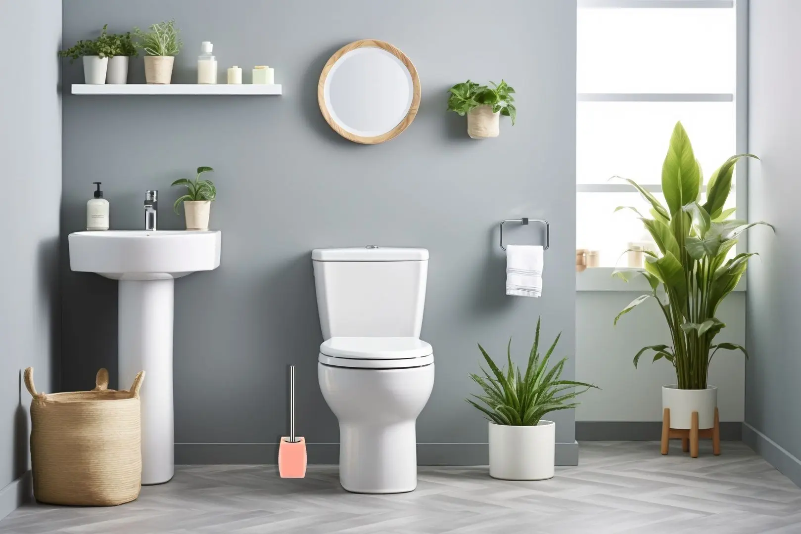 Perie pentru WC cu suport Spirella Freddo (Salmon)