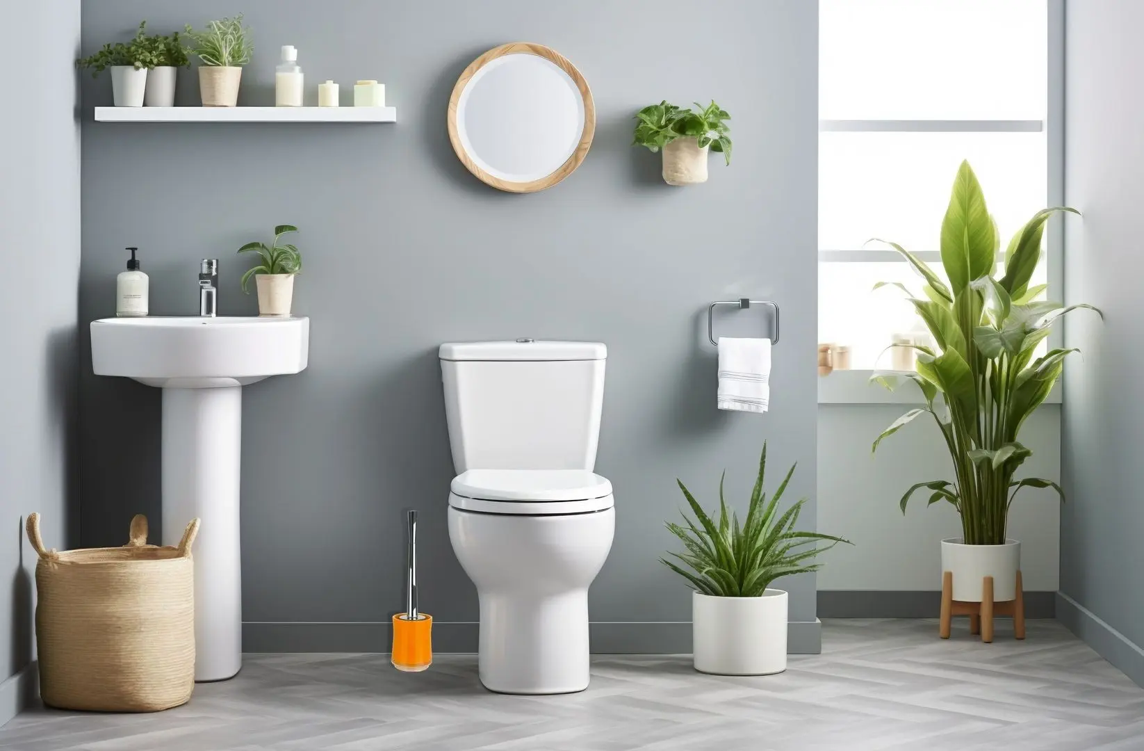 Perie pentru WC cu suport Spirella Sydney (Orange)