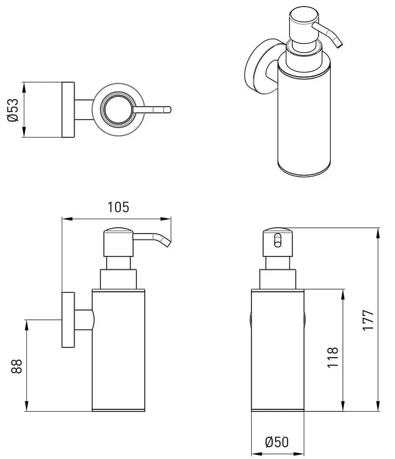 Dozator pentru sapun lichid Volle Ronda (Chrome)