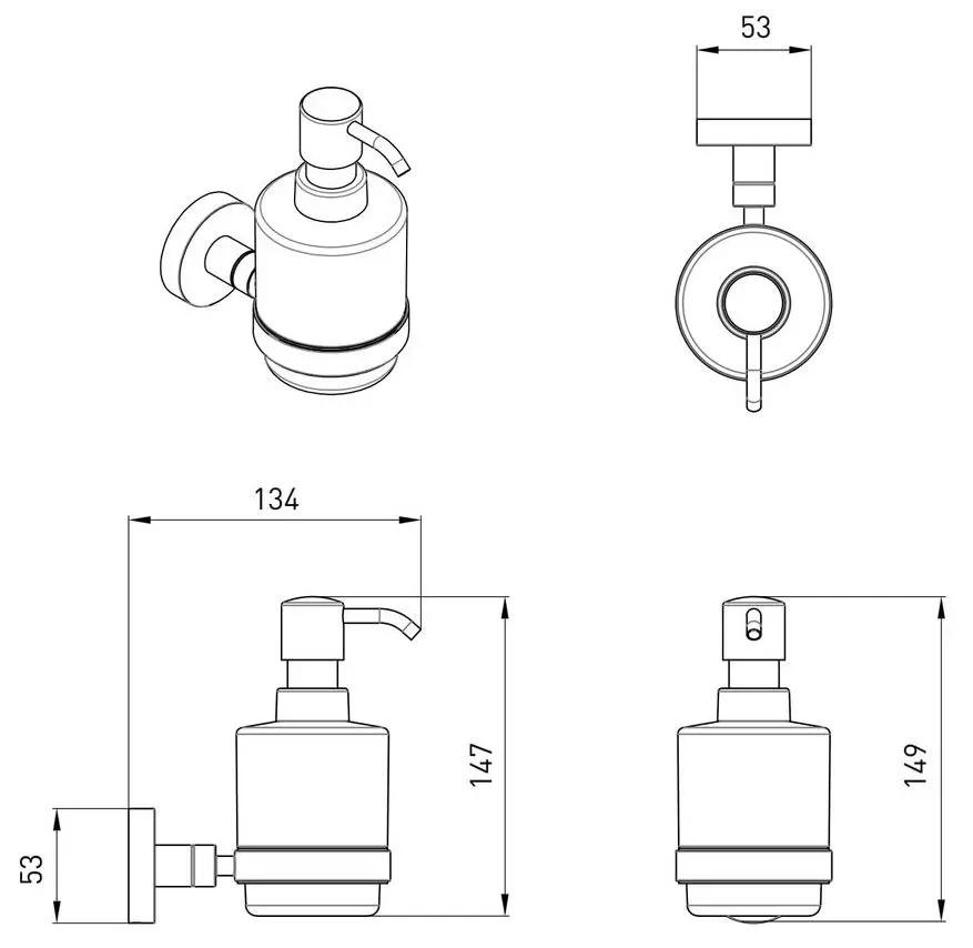 Dozator pentru sapun lichid Volle Ronda (Chrome/Transparent)