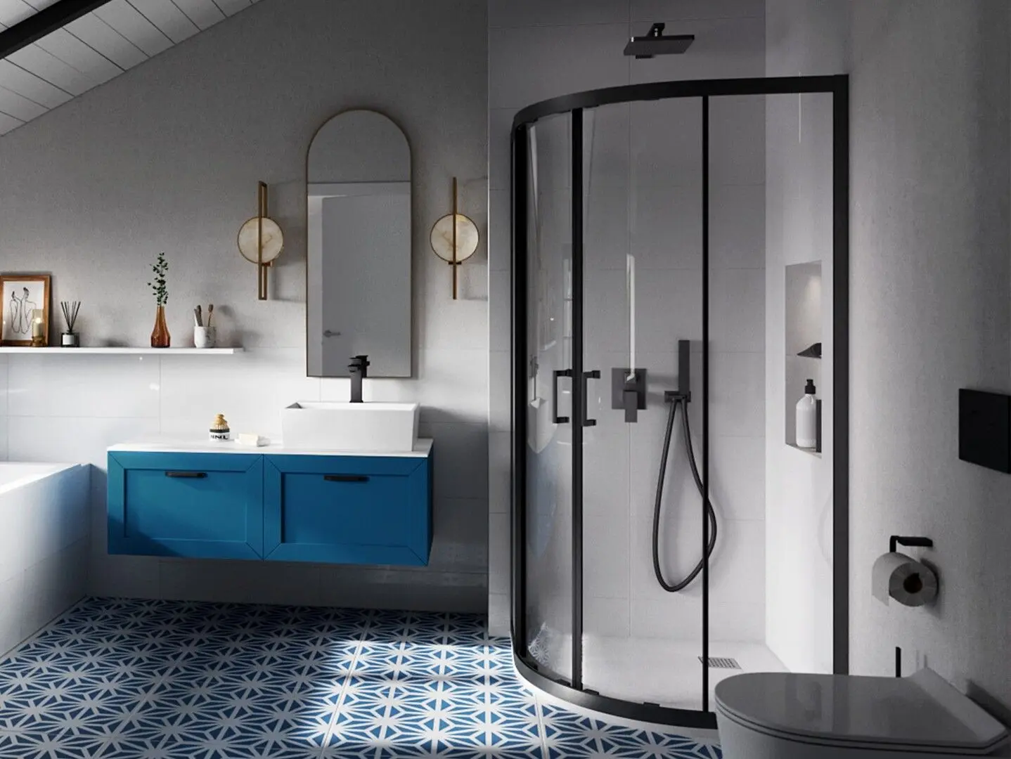 Cabina de dus Besco Modern Black MPB-80-190-C 80x80x190 (Transparent) - 2