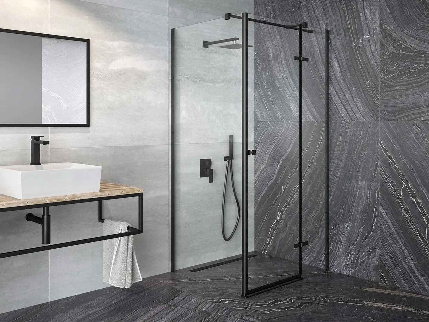 Cabina de dus Besco Pixa Black Left PKL-90-195-B 90x90x195 (Transparent) - 2