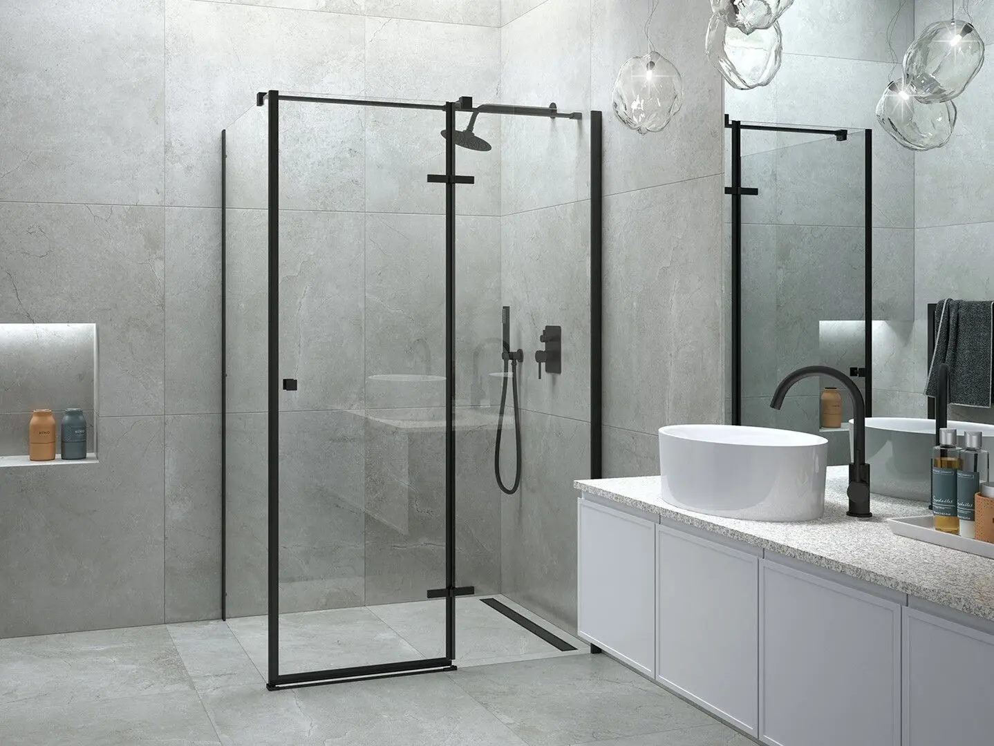 Cabina de dus Besco Pixa Black Left PPL-128-195B 120x80x195 (Transparent) - 2