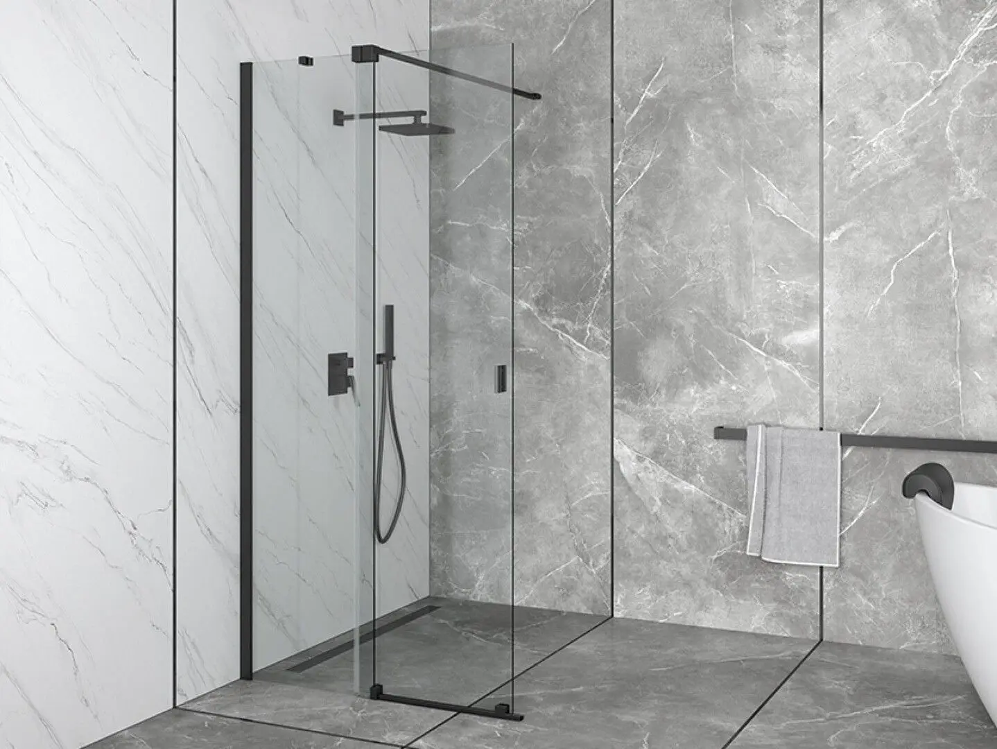 Perete de dus glisant Besco Vayo Black VYB-140-200C 140x200 (Transparent) - 3