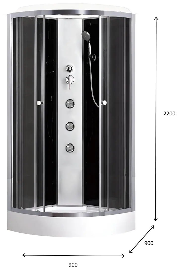 Cabina de dus cu hidromasaj Breezz Loona Hydro Lux NT-90 (White/Satin) - 2