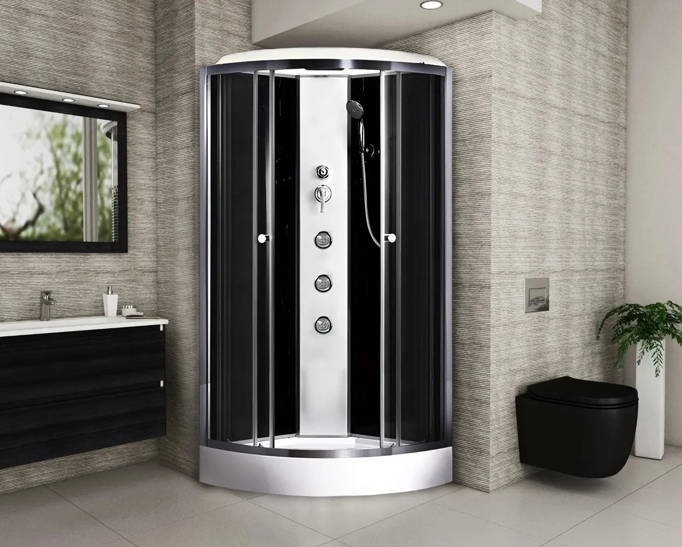 Cabina de dus cu hidromasaj Breezz Loona Hydro Lux NT-90 (White/Satin) - 3