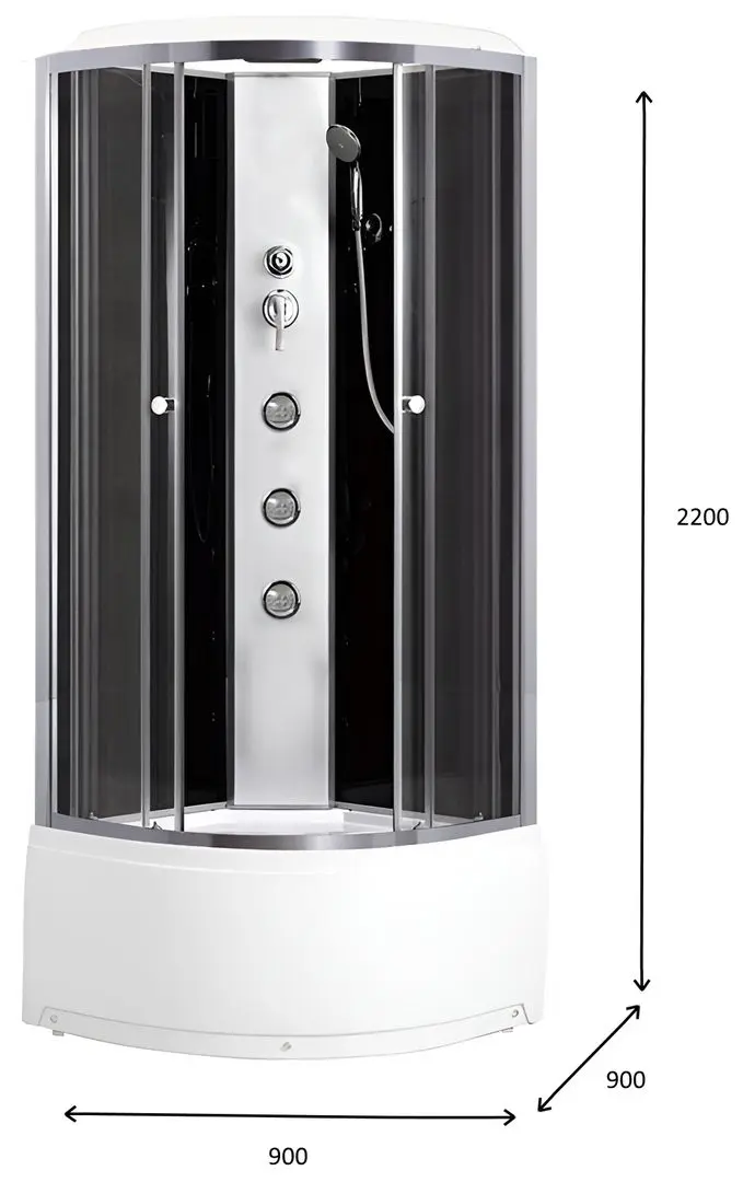 Cabina de dus cu hidromasaj Breezz Loona Hydro Lux WT-90 (White/Satin) - 2
