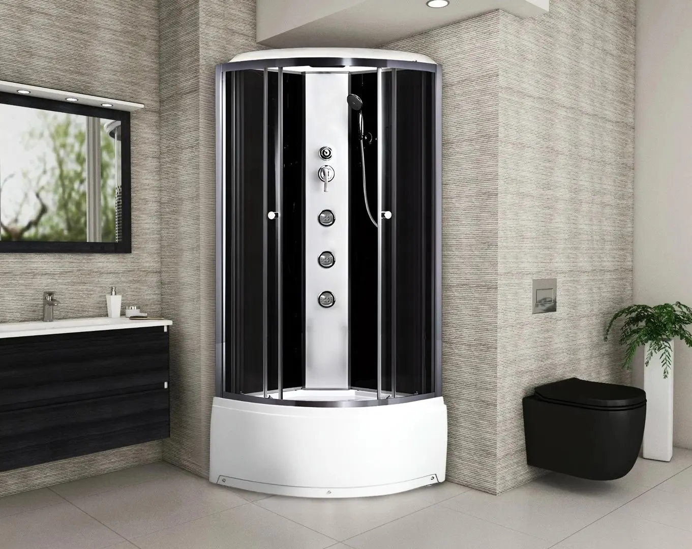 Cabina de dus cu hidromasaj Breezz Loona Hydro Lux WT-90 (White/Satin) - 3