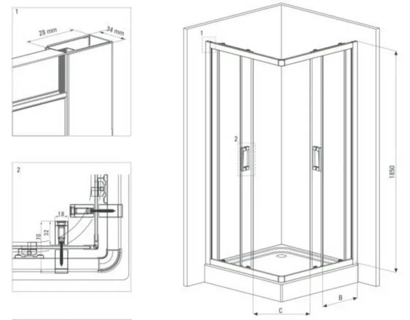 Душевая кабина Deante Funkia KYC N42K 80х80 (Black)