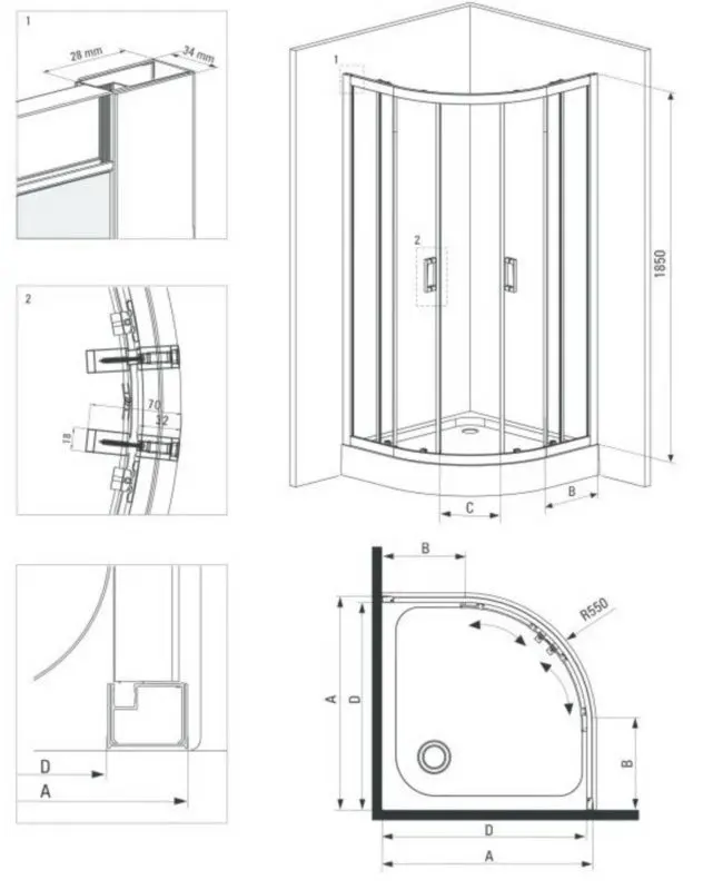 Душевая кабина Deante Funkia KYP N52K 80х80 (Black)