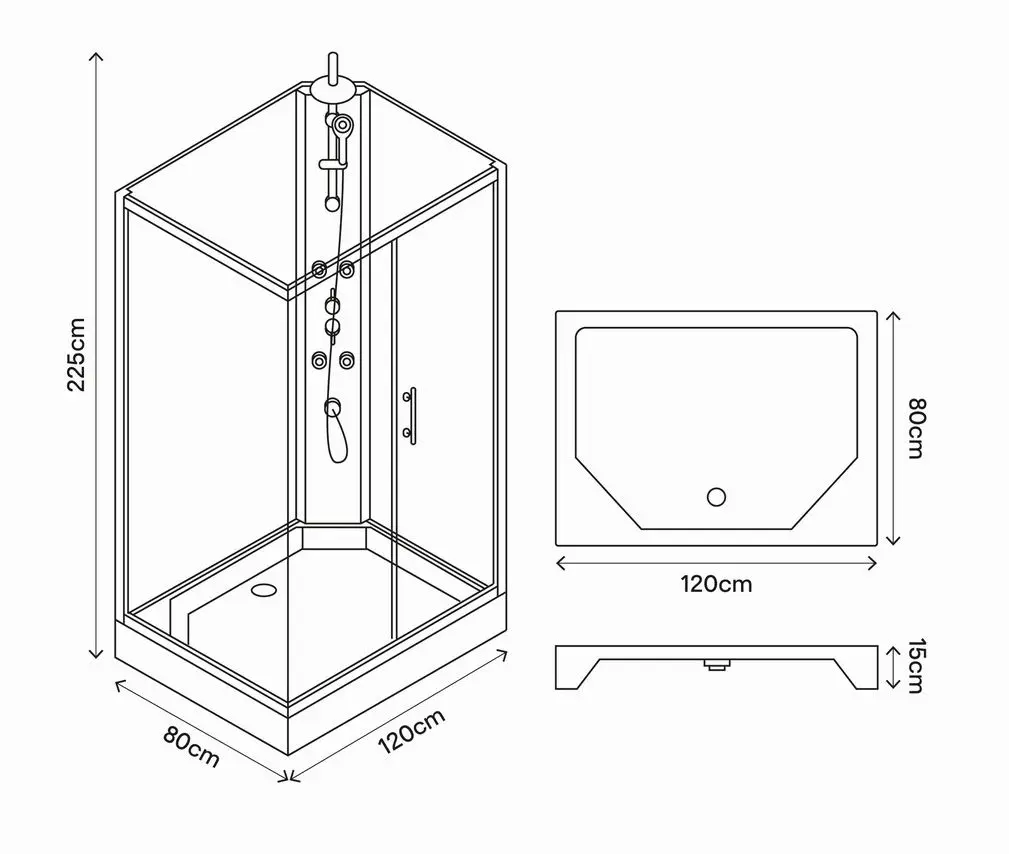Cabina de dus cu hidromasaj GoodHome Onega (80x120)