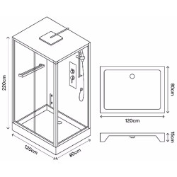 Cabina de dus cu hidromasaj GoodHome Beloya 120x80 (Chrome) Thumb
