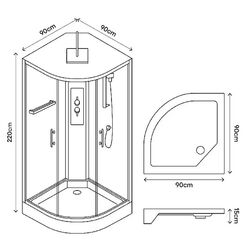 Душевой бокс с гидромассажем GoodHome Beloya 90x90 (Black) Thumb