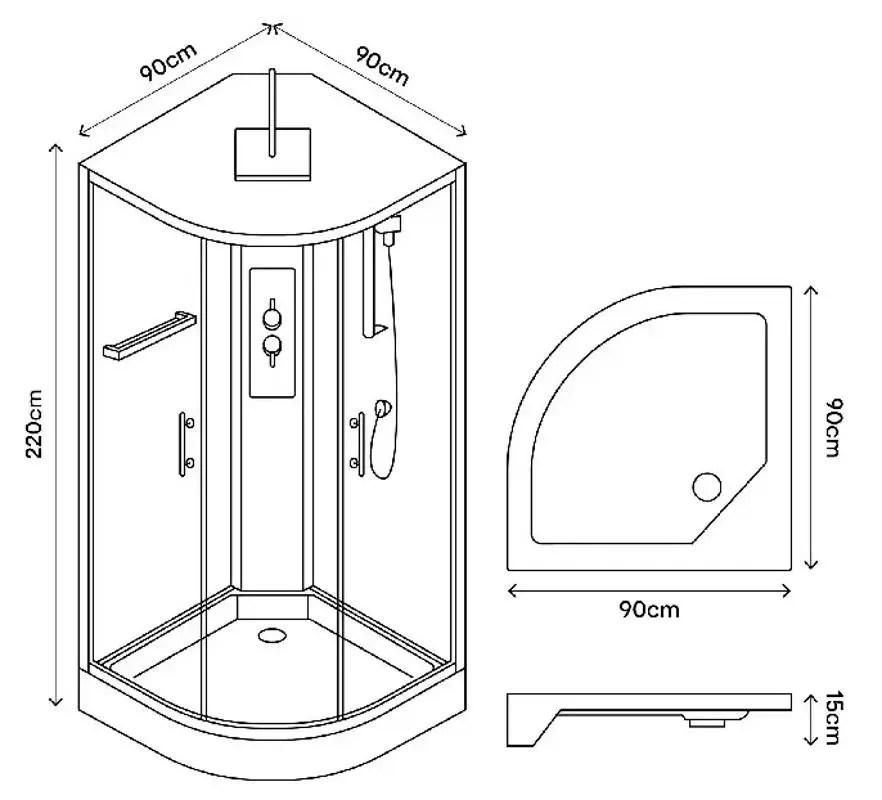 Душевой бокс с гидромассажем GoodHome Beloya 90x90 (Black) - 9