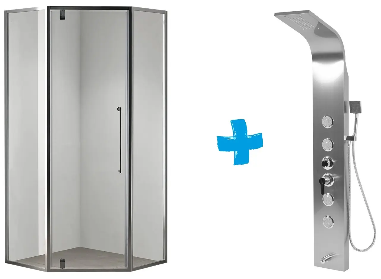 Cabina de dus cu panou de dus LiniaH2O Calabria 90x90 + Fala Steely 2 75981 (Chrome/Inox)