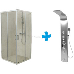 Cabina de dus cu panou de dus LiniaH2O Granta 1000x1000 + Fala Steely 2 75981 (Chrome/Inox)