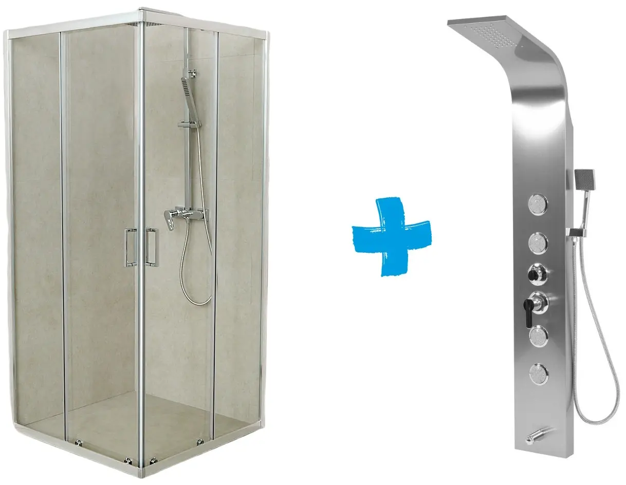 Cabina de dus cu panou de dus LiniaH2O Granta 1000x1000 + Fala Steely 2 75981 (Chrome/Inox)
