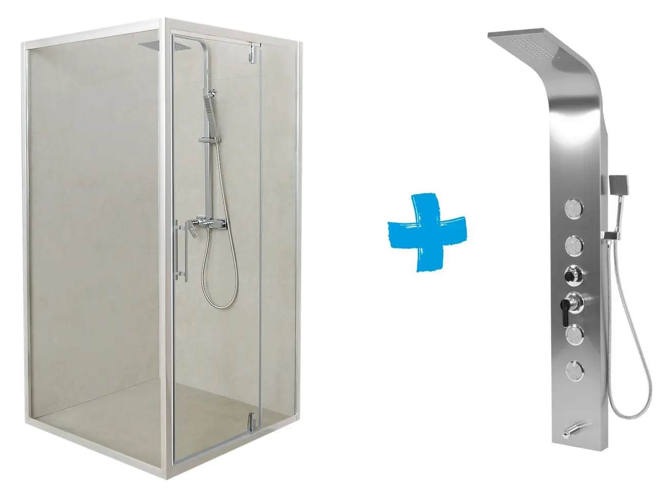 Cabina de dus cu panou de dus LiniaH2O Trend New 90x90 + Fala Steely 2 75981 (Chrome/Inox)