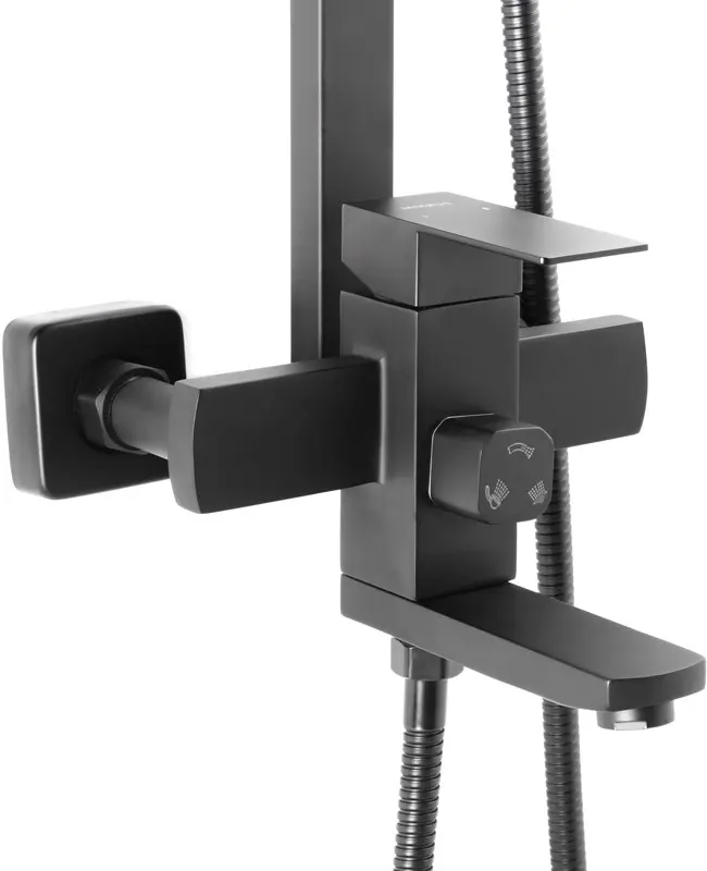 Cabina de dus cu sistem de dus LiniaH2O Malta 114394 90x90 + Mat|eco Inox Cubo (Black)