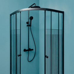 Cabina de dus cu sistem de dus LiniaH2O Malta 114394 90x90 + Mat|eco Inox Cubo (Black) Thumb