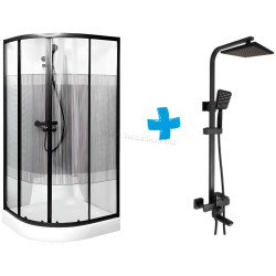 Cabina de dus cu sistem de dus LiniaH2O Malta 114394 90x90 + Mat|eco Inox Cubo (Black)