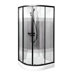Cabina de dus cu sistem de dus LiniaH2O Malta 114394 90x90 + Mat|eco Inox Cubo (Black) Thumb