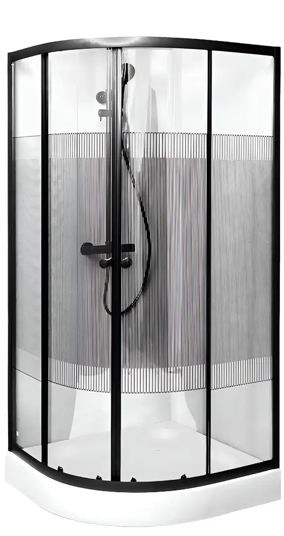 Cabina de dus cu sistem de dus LiniaH2O Malta 114394 90x90 + Mat|eco Inox Cubo (Black)