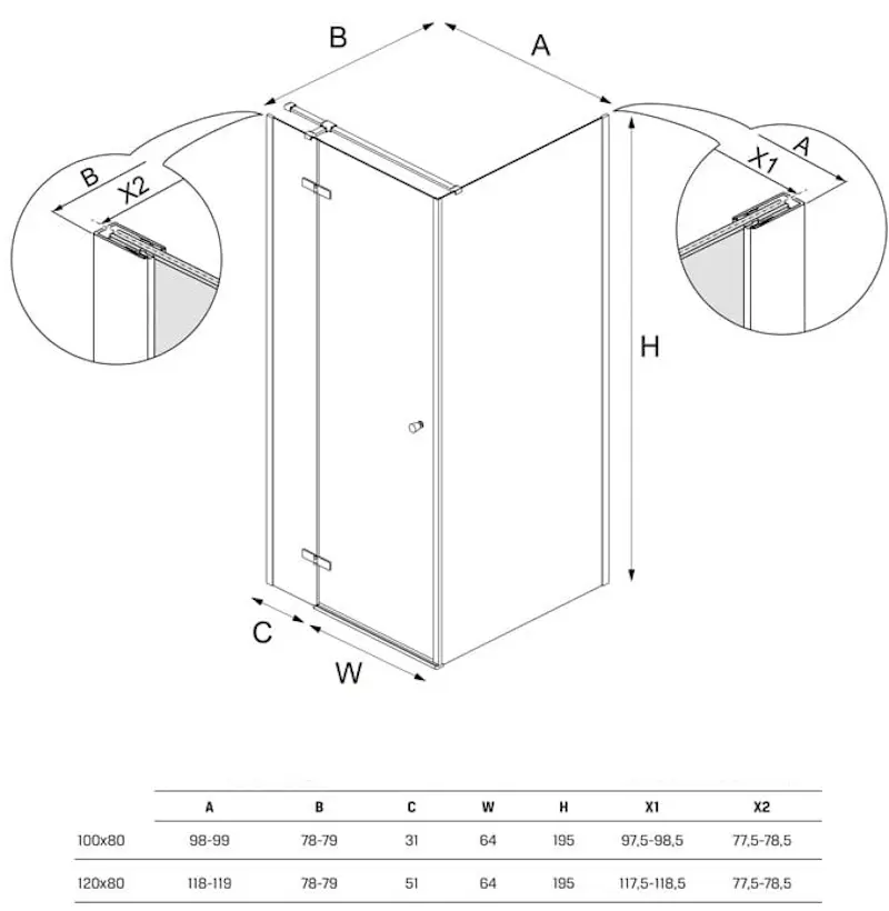 Душевая кабина New Trendy Kalibra K-4987 120x80 (Chrome) - 3