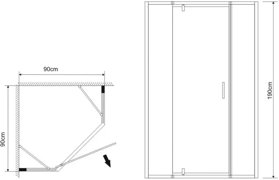 Cabina de dus Stream Alameda 200x90 (Black Matte)