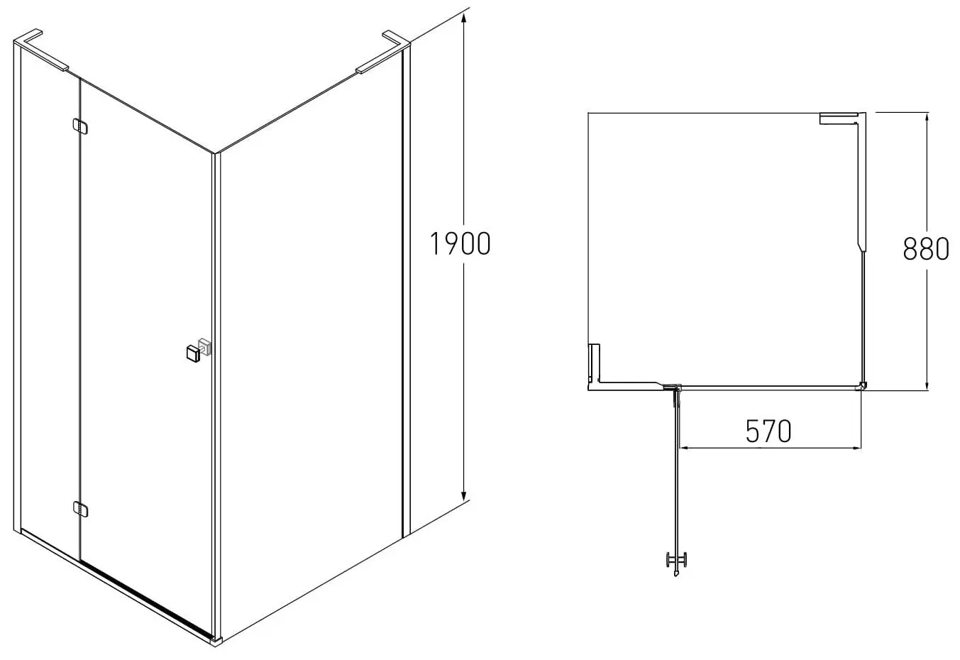 Cabina de dus Volle Benita 10-22-905Lglass 90x90 (Chrome)