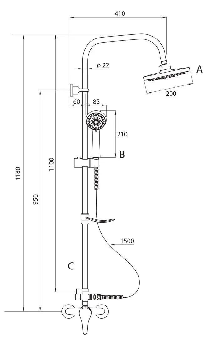 Душевой гарнитур Deante Joko Round NBJ 01RK (Chrome)