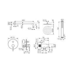 Душевой гарнитур F-Design Flusso Gold FD1-FLS-7PSET1-55 (Golden) Thumb