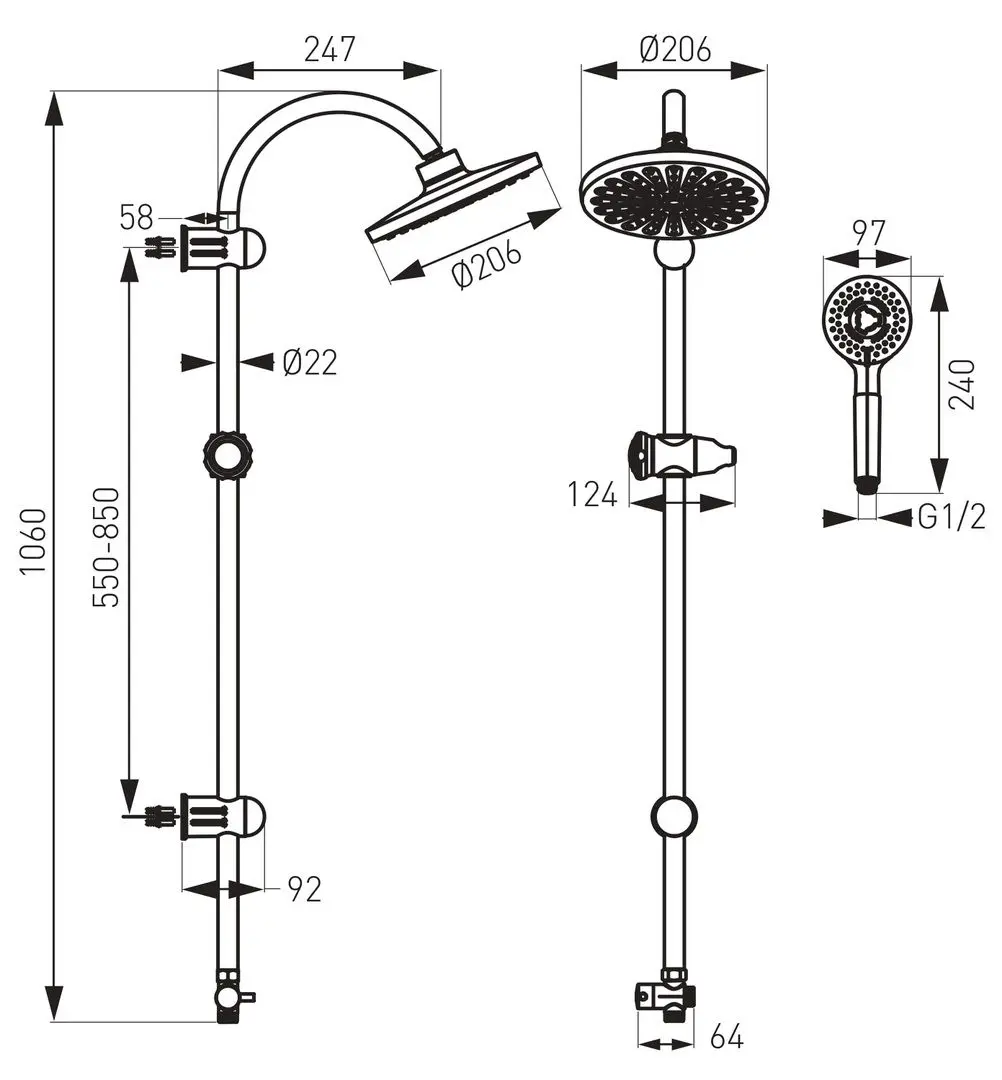 Душевой гарнитур Ferro Rondo NP21 (Chrome)