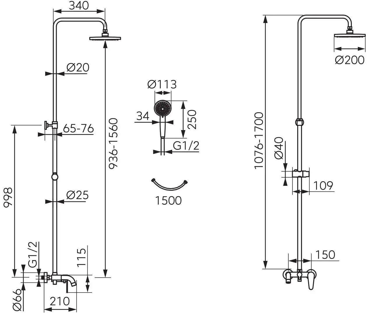 Set de dus Ferro Algeo NP78-BAG13U (Chrome)