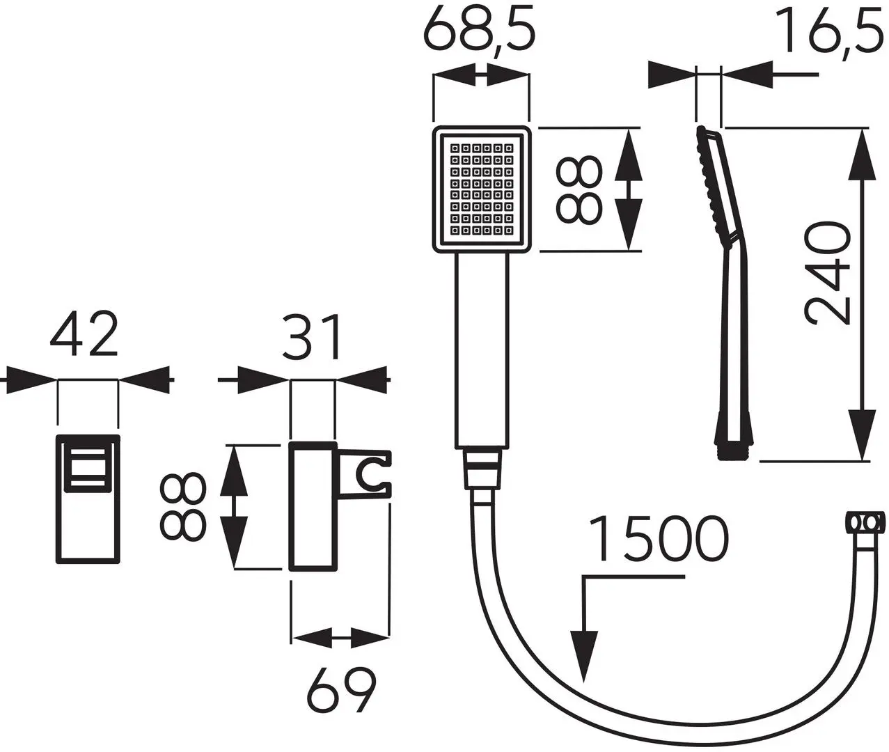Душевой гарнитур Ferro U170BL-B (Black)