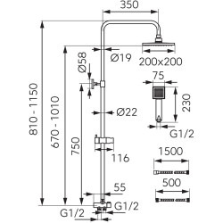 Set de dus Ferro Wizard Square NP46 (Chrome) Thumb