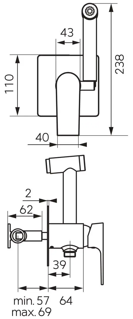 Гигиенический душ Ferro Algeo Square BAQ66P (Chrome)