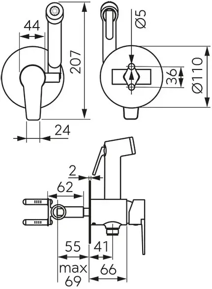 Смеситель с гигиеническим душем Ferro Ritto BTR66P (Chrome)