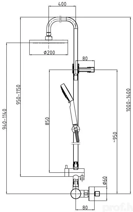 Set de dus Herz Fresh a38 UH00441 (Chrome)