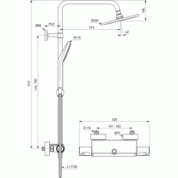 Душевой гарнитур Ideal Standard Ceratherm T50 A7230AA (Chrome) Thumb