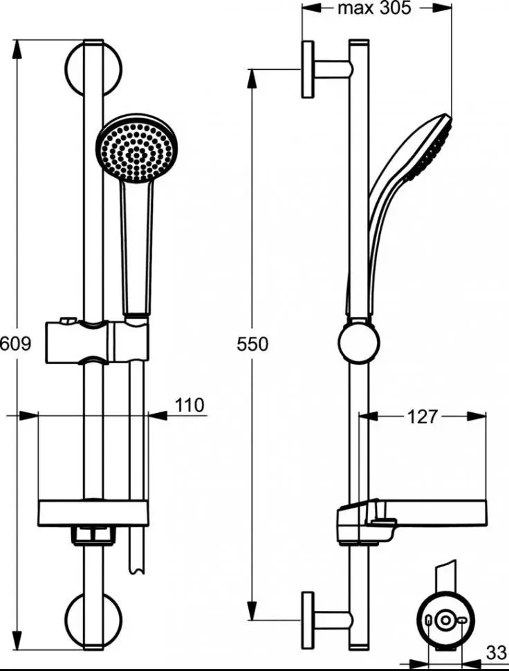 Set de dus Ideal Standard IdealRain Soft S1 B9501AA (Chrome) - 2