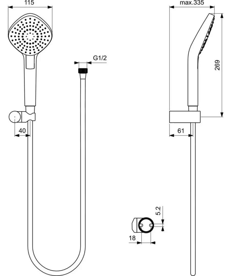 Ручной душ Ideal Standard Idealrain Evo Diamond L3 B2240AA (Chrome) - 6